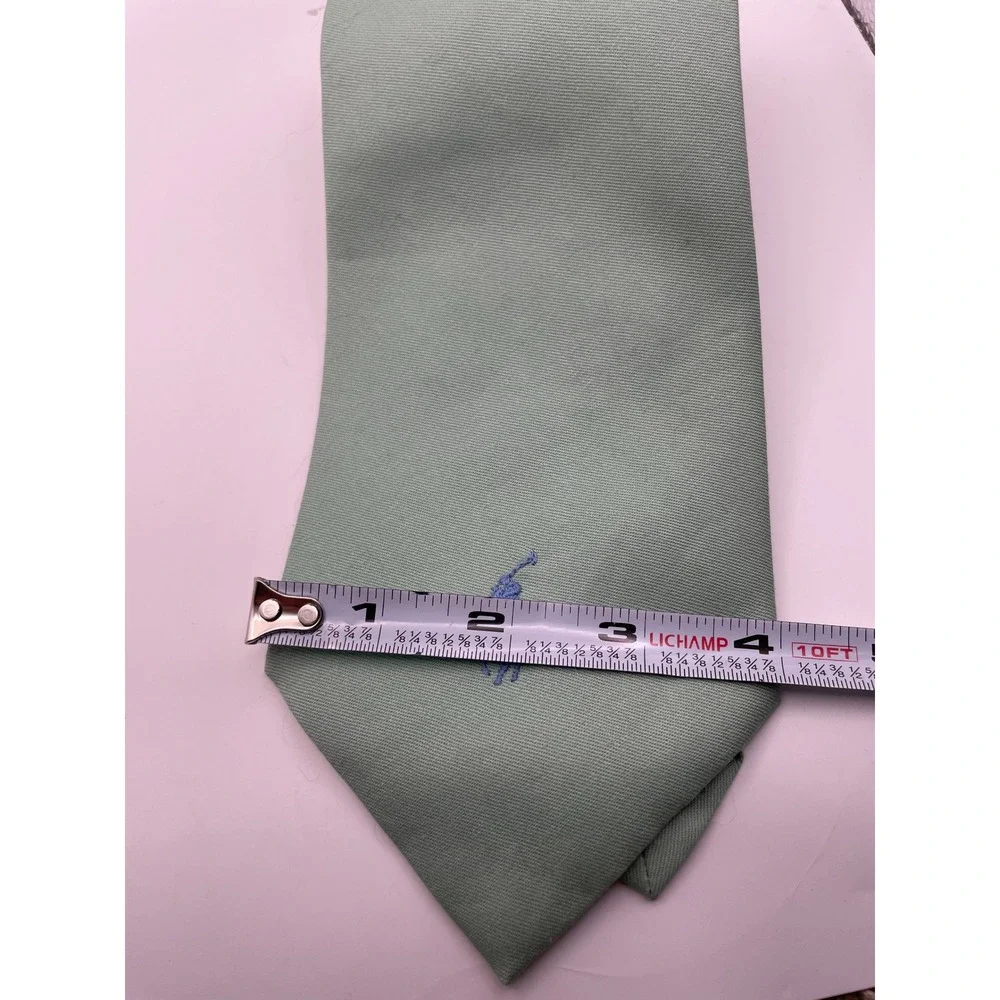 Polo Ralph Lauren Mens Mint Green 100% Cotton Pony Logo Necktie Made in USA